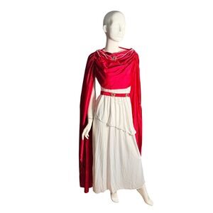 Hauntlook Roman Empress Costume Red White Goddess Toga Gown Womens Medium